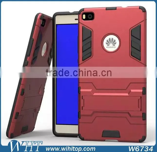 For Huawei P8 Phone Case, TPU PC Hybrid Armor Stand Mobile Phone Case for Huawei P8