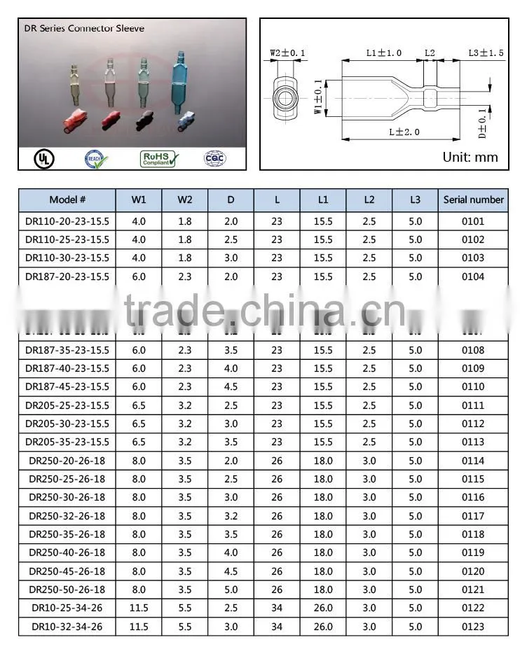 Soft PVC connector sleeve for spade connector REACH RoHS UL Certificated