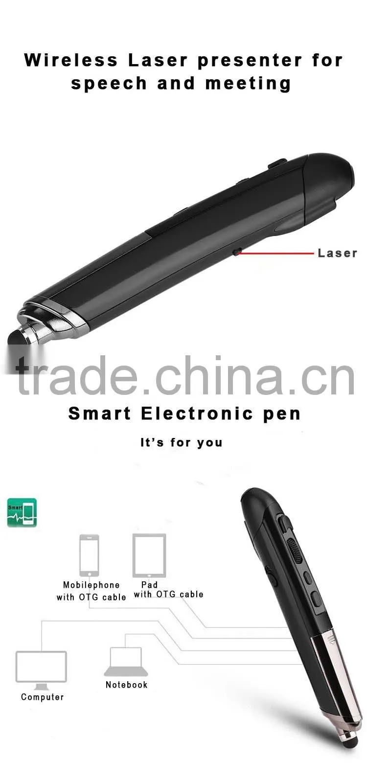 Custom made usb wireless presenter pen / red laser pointer pen for teachers from shenzhen supplier