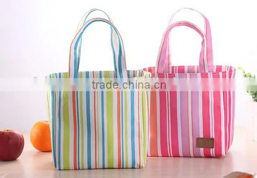 Hotsale stripe design cooler lunch bag china supplier