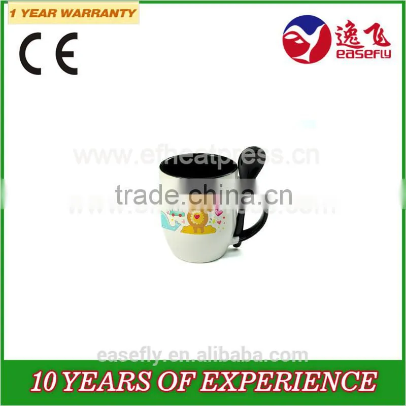 11oz dual color inserted spoon cup, sublimation coffee mug, sublimation milk mug