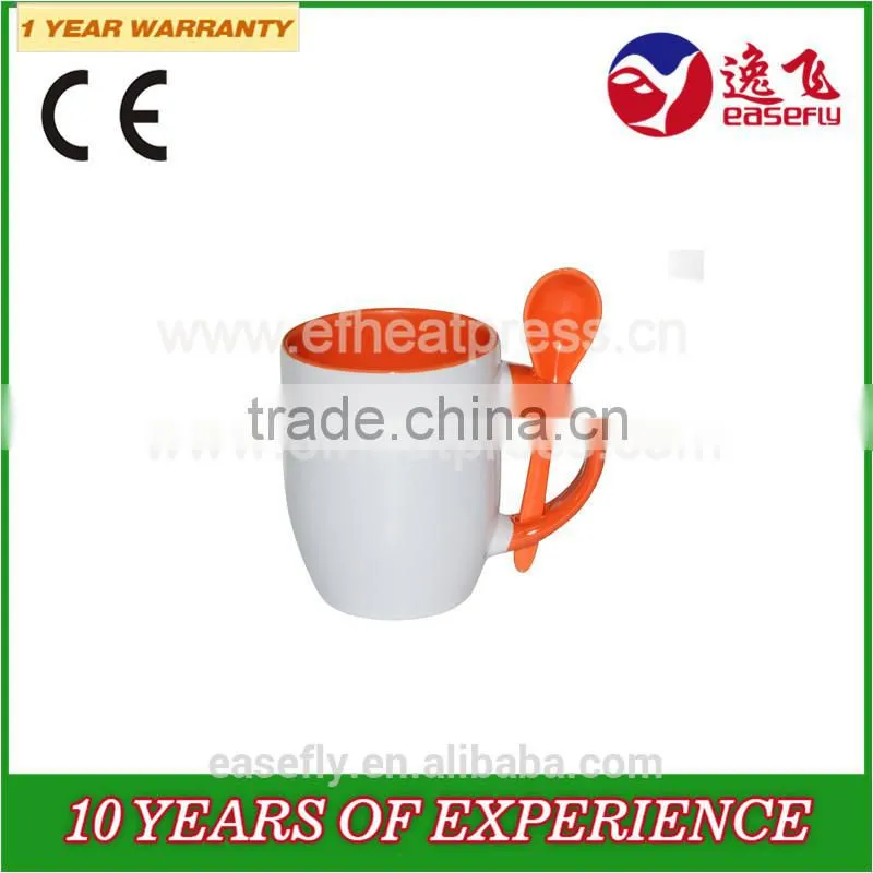 11oz dual color inserted spoon cup, sublimation coffee mug, sublimation milk mug