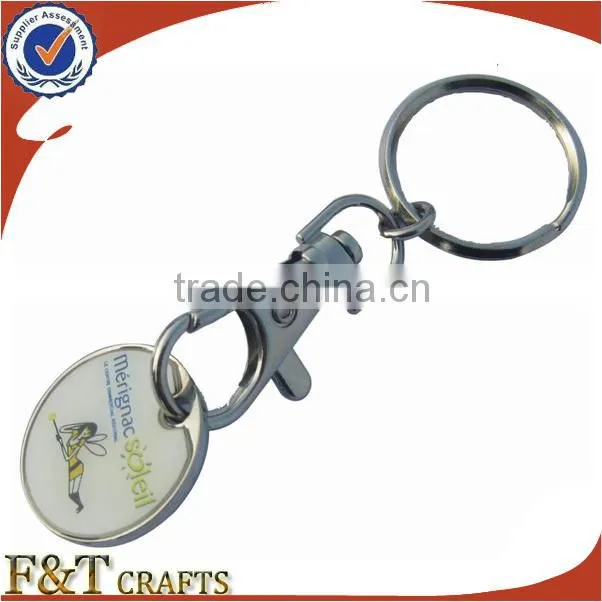 promotional shopping trolley coin keychain token coin keychain with logo