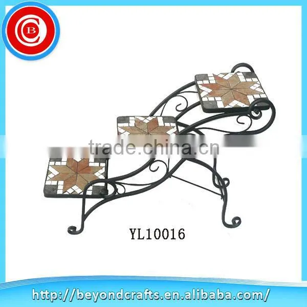 Newest elegant 3-tier quadrate garden wrought iron flower pot stand