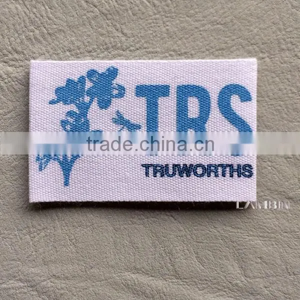 100% Cotton tape 2 ends folded silk screen printed main label for garments private label