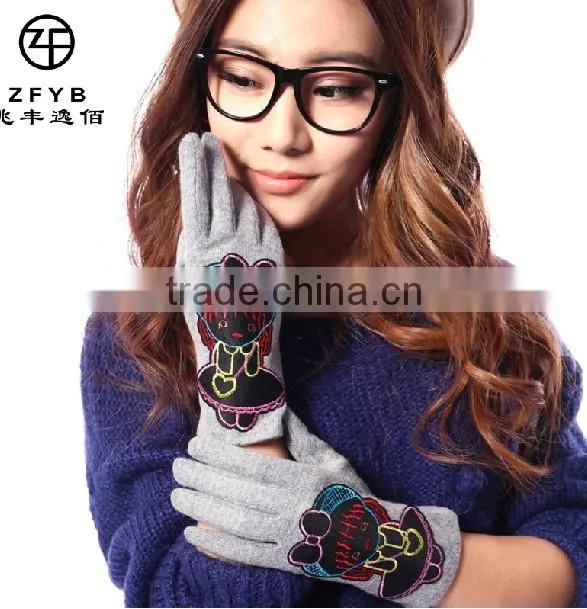 Lovely girl knitted wool gloves with 2014 new design