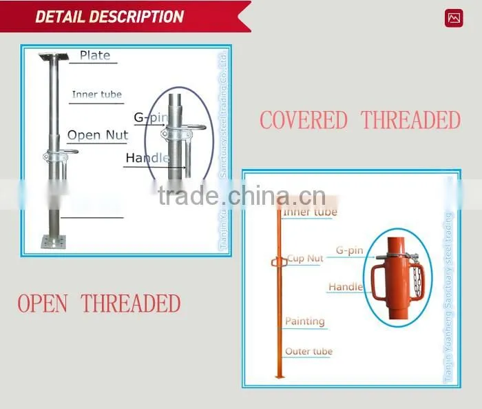 Galvanized construction steel prop and telescopic steel prop made in China