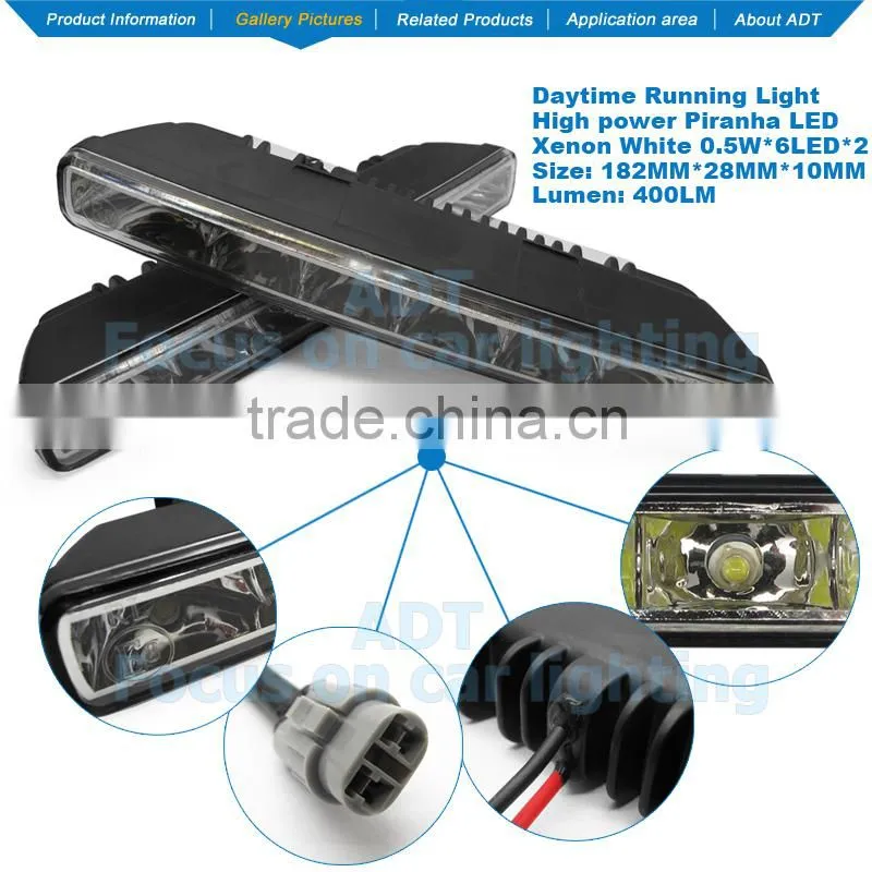 2 pcs Car 6 LED DRL Driving Daytime Running Day LED Light Head Lamp Super White