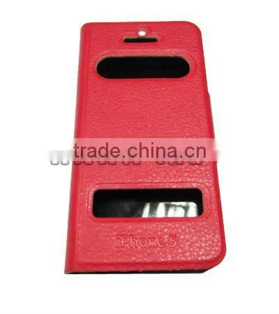 Visible Window Flip PU Leather Case for iphone 5S/5C