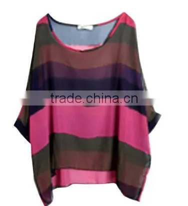 2015 New ladies tops women stripe flower floral plus size blouse