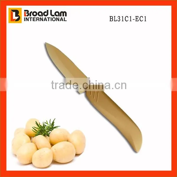 Brown Color Zirconia Blade Fruit knife and ABS+TPR coating Handle