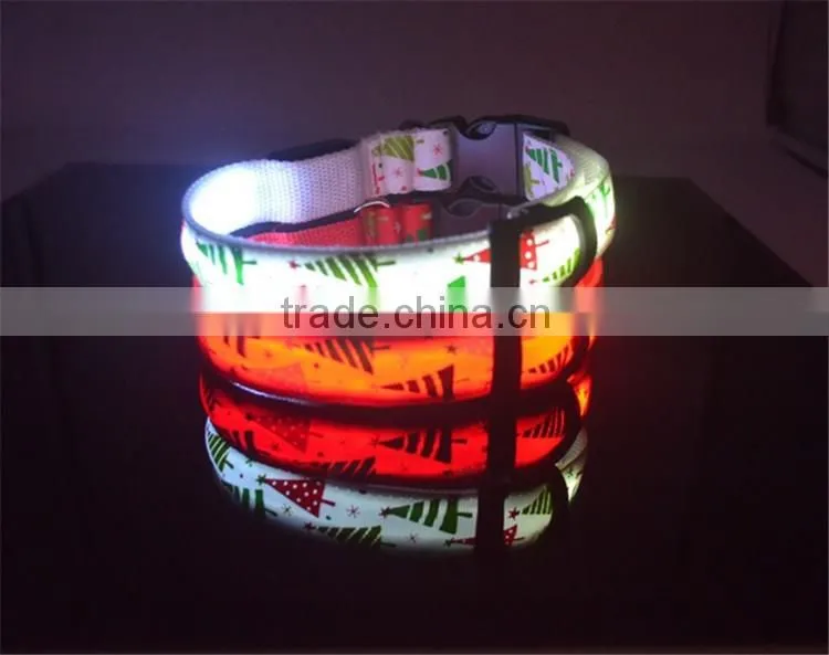 Night Light Nylon Adjustable Pet Dog Collar Lovely Christmas Flashing LED Safety Puppy Supplies