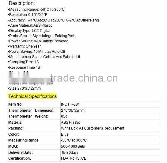 Food Thermometer,Digital Instant Read Thermometer, Cooking Thermometer with Long Probe
