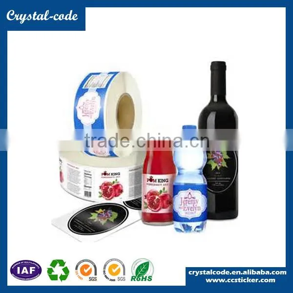Wholesale clear waterproof glass drink juice bottle label
