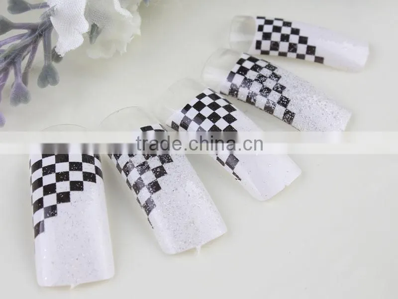 Wholesale 70pcs/box airbrushed false nail Glitter full cover nail tip