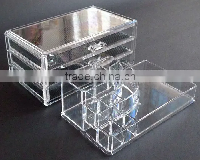 Acrylic Makeup Organizer Large 4 Drawer with Storage Modular Tray