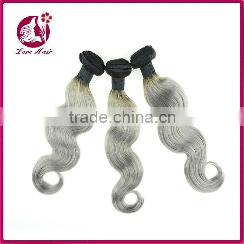 Alibaba express wholesale grade 7a virgin vietnamese 1b gray ombre human hair weave bundle for women