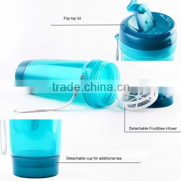 Hotsale LFGB Approved Double Wall Tea Mug Plastic With Portion Cup
