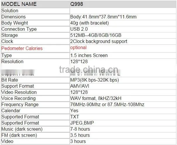 digital picture MP4 wrist watch for men and women