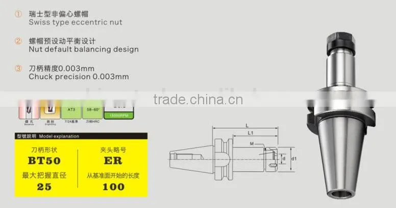 MANUFACTURER SUPPLY HIGH QUALITY CNC MACHINE BT50-ER COLLET CHUCK