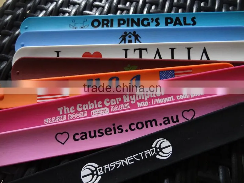 custom logo silicone rubber slap bracelets bulk