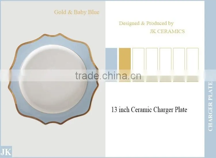 Elegant rimmed gold ceramic charger plate for wedding