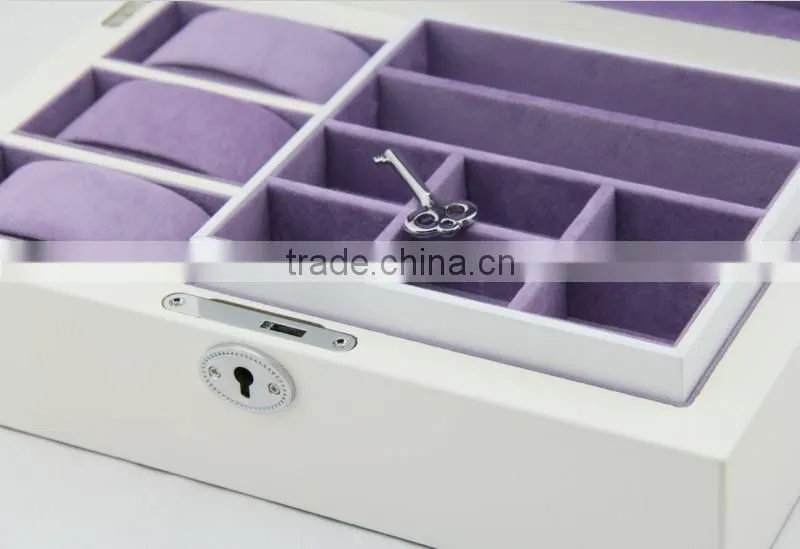 Custom High gloss piano lacquer white jewelry Wooden Box