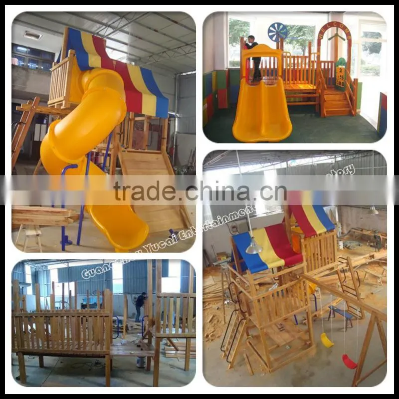 new design children wooden outdoor kids slides playground equipment