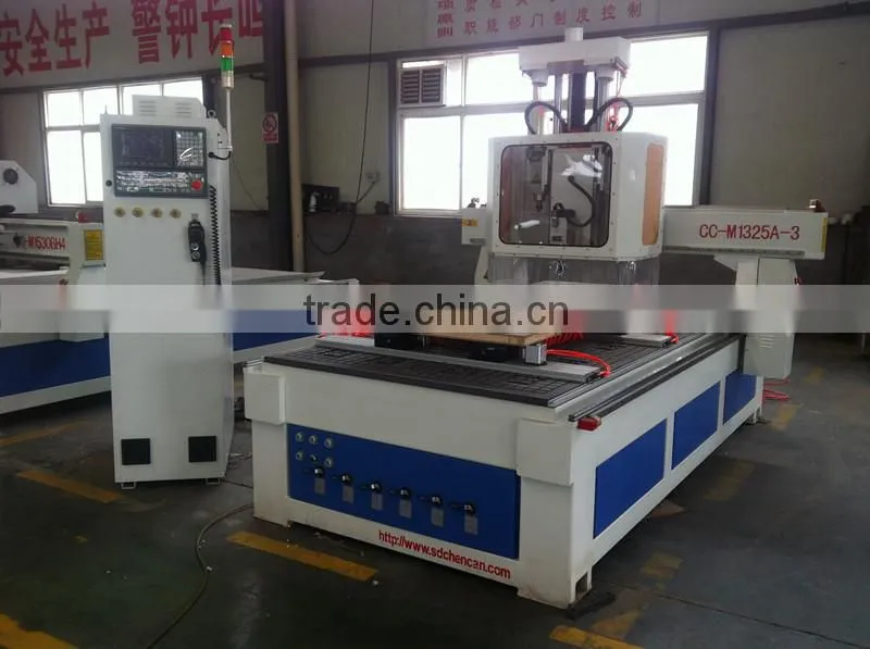 Three Head Woodworking ATC CNC Router CC-M1325AC3/Door Woodworking CNC Router/ Wood Furniture Making CNC Router