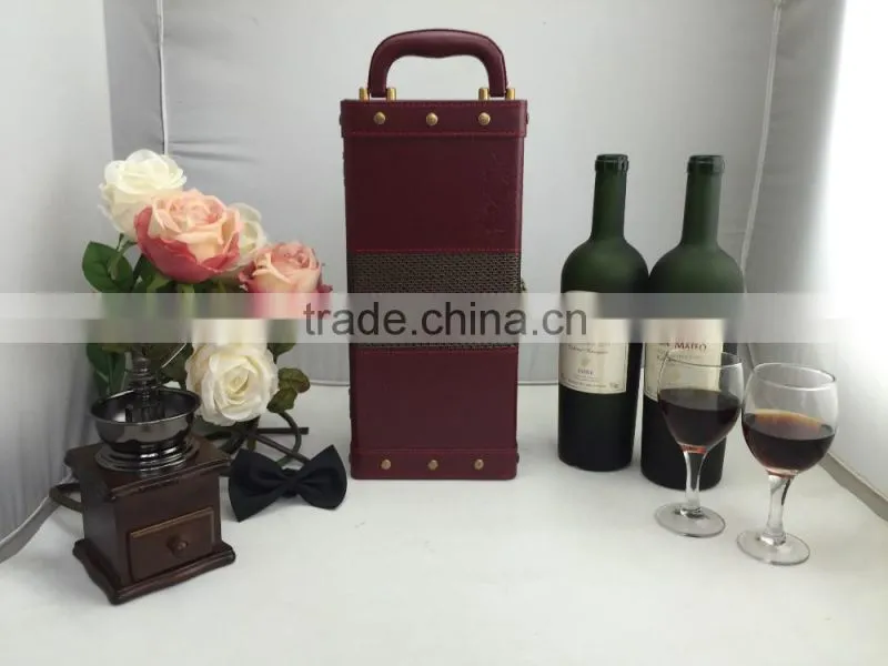 deluxe single bottle artificial PU leather wine box with wine accessories