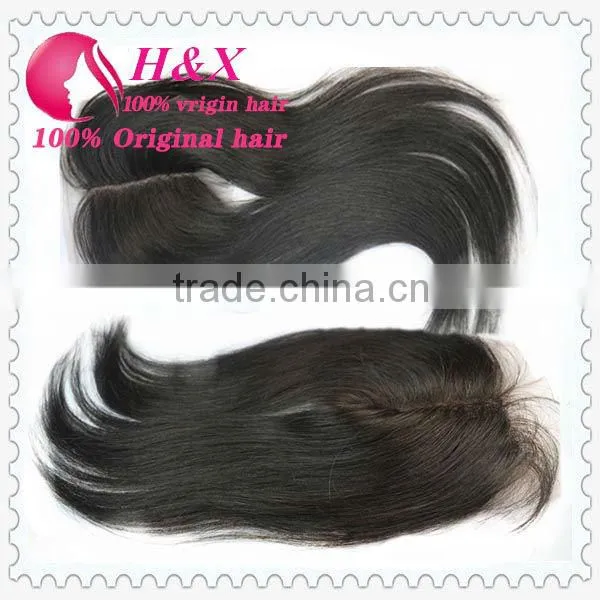 Middle parting 100% human wholesale silk lace closure hair