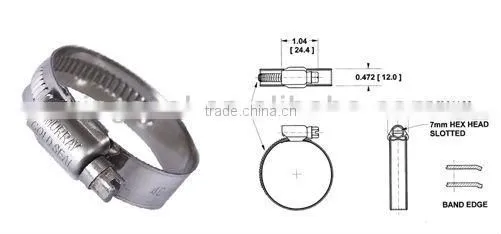 German Type Hose Clamp With Stainless Steel Din3017