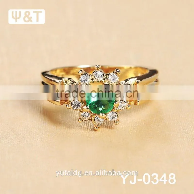 Jingli jewelry Green Stone Gold Plated Ring (YJ-348)