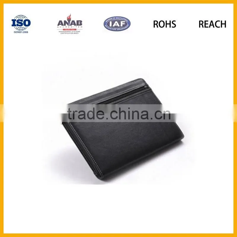 PU leather notebook folder padfoilo with pocket for ipad, zip closure