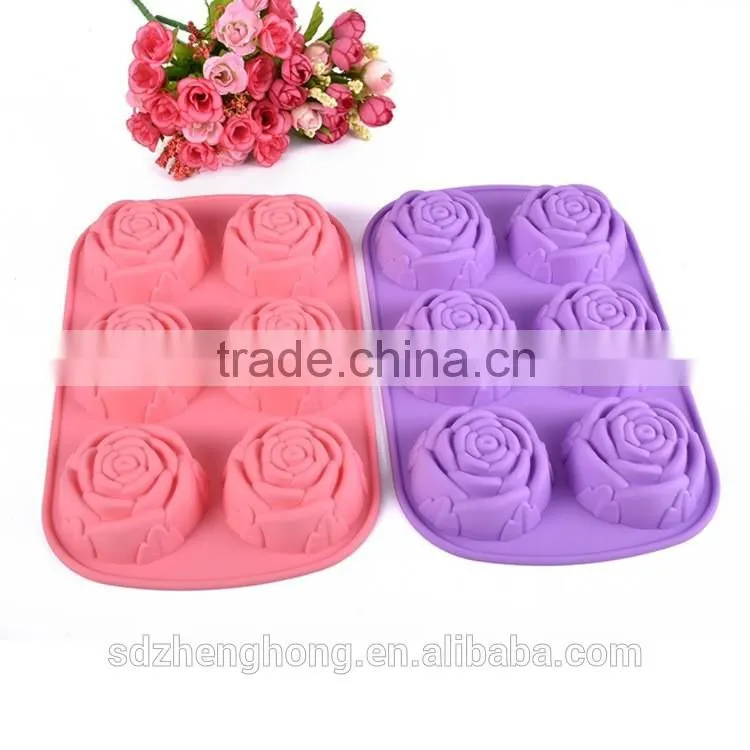 unique rose shape food grade silicone soap candle chocolate jelly cake mold