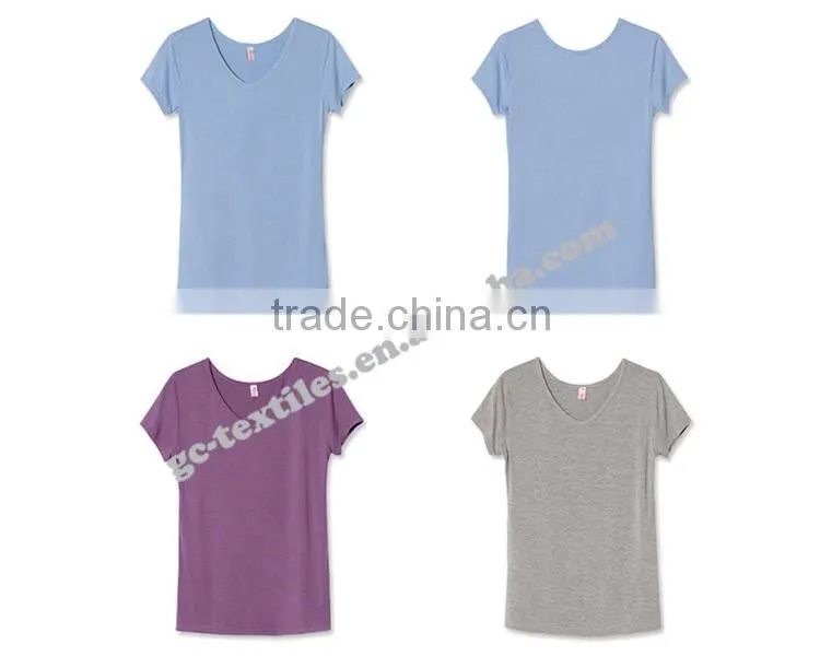 Girl's Slim Style V-neck Short Sleeve T-shirts