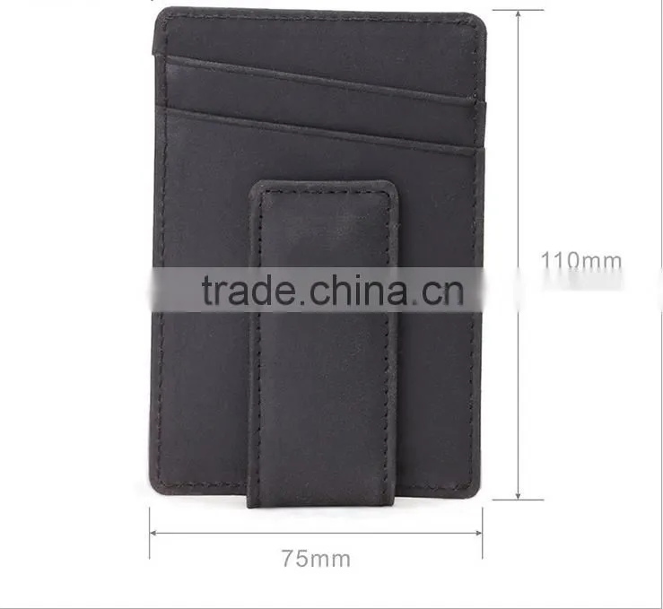 RFID Blocking Magnet Closure Men Slim Leather Wallet