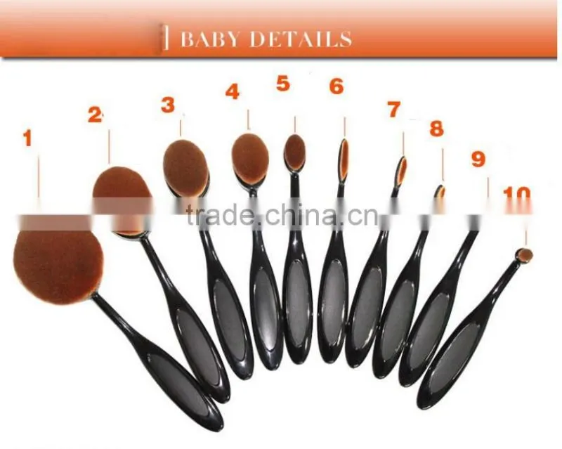 10x Foundation 2016 Brushes Toothbrush Shaped Cream Puff Black Oval Makeup Brush