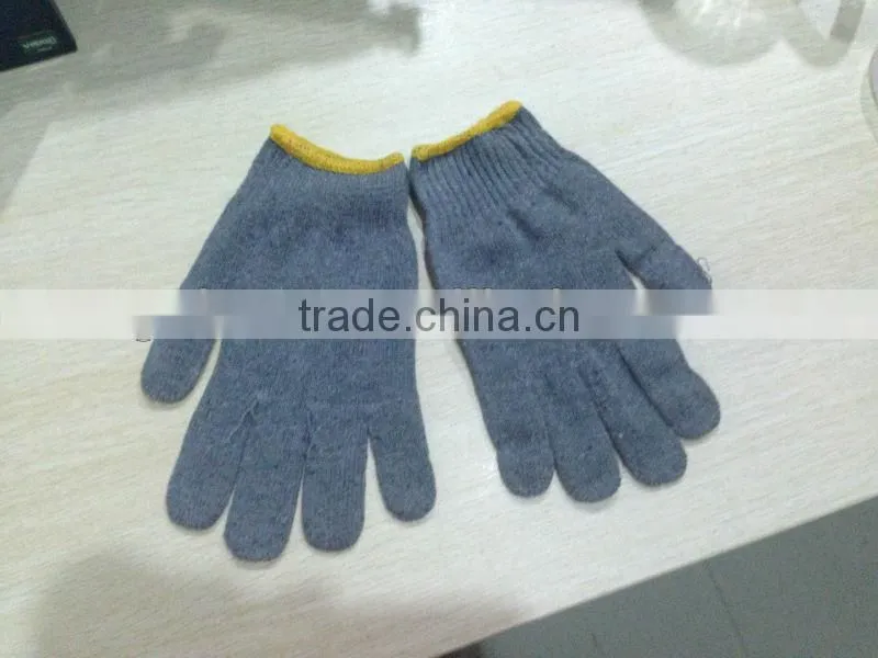 2013 Cotton Knited Nature Bleached White working Safety Gloves with custom made