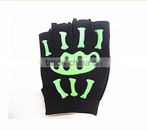 glowing logo Leather Cycling Gloves 1/2 Finger Leather Gloves Fingerless weightlifting glove