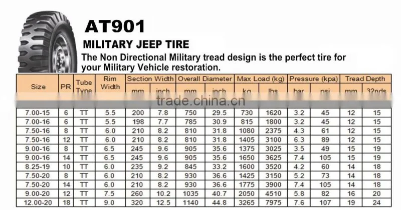 Military Truck Tire 6.50-16 13.00-18