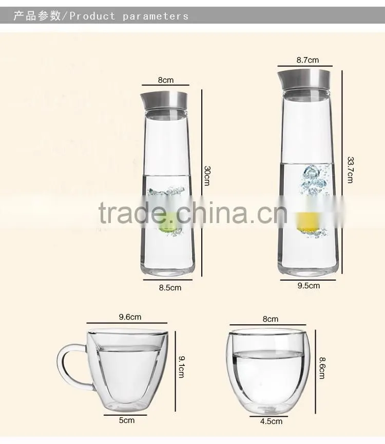 35 Oz Glass Drip-free Carafe with Stainless Steel Silicone Flip-top Lid, Glass Water Pitcher, Glass Fridge Carafe, Ice Tea Maker