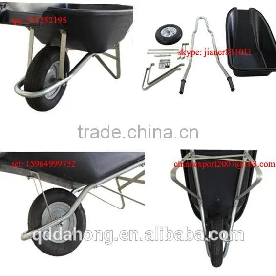 Plastic Concrete Wheel Barrow WB5600 with Green Tray and Pneumatic Wheel