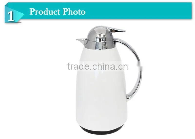 1L Elegant white body glass inner vacuum cooler thermos(JGUE-P)