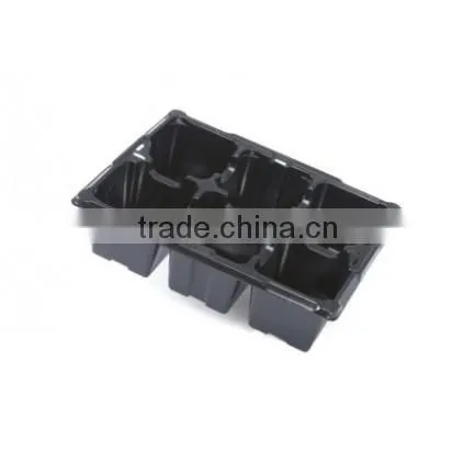 8 cell small black plastic seed tray insert trays, stock MOQ 10000pcs