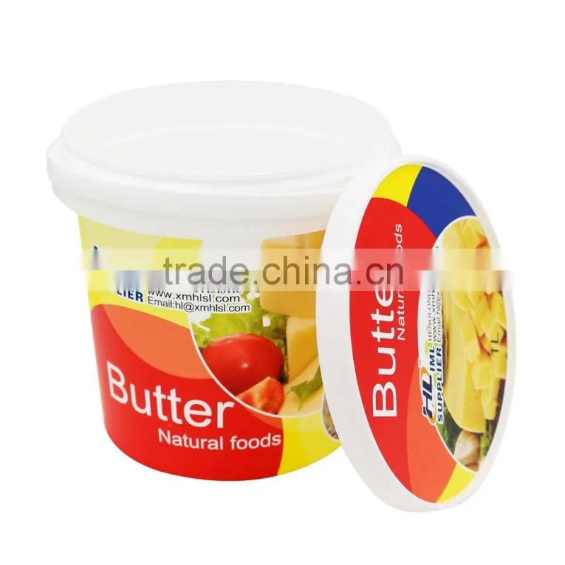 1L IML Plastic Butter Cup,Butter Box Online,Round Butter Container with Handle.