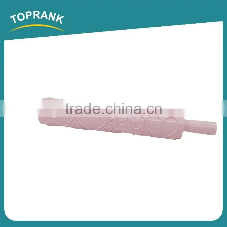 Toprank Cooking Cake Decorating Non-stick Heart Shaped Textured Rolling Pin Pastry Plastic Fondant Embossing Rolling Pin