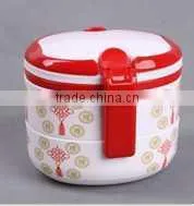 Portable two layers oval lunch box with lock
