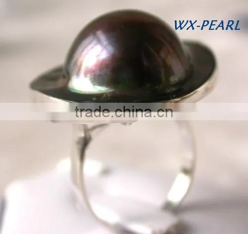 new design pearl ring gray seawater pearl