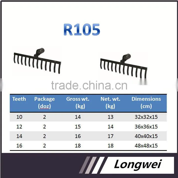 garden tools 12 teeth carbon steel rakes